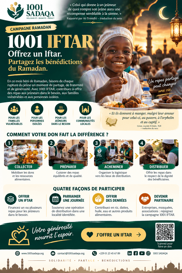L’affiche de la campagne - 1001 IFTAR : offrez un Iftar, partagez les bénédictions du Ramadan