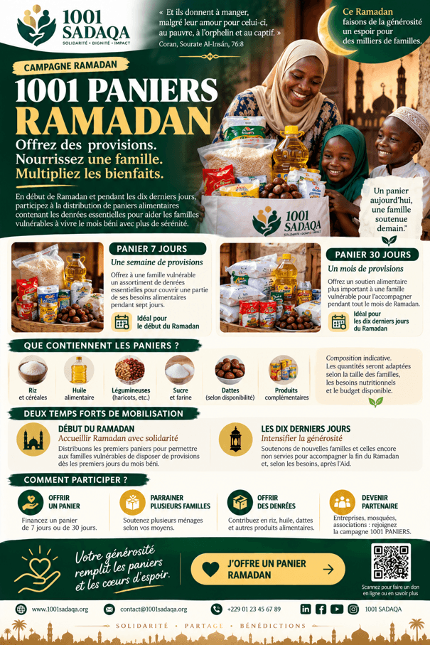 L’affiche de la campagne - 1001 PANIERS RAMADAN : offrez des provisions, nourrissez une famille